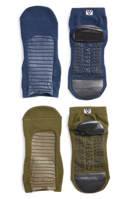 Shop Arebesk Moto Assorted 2-pack No-slip Socks In Army Green/navy