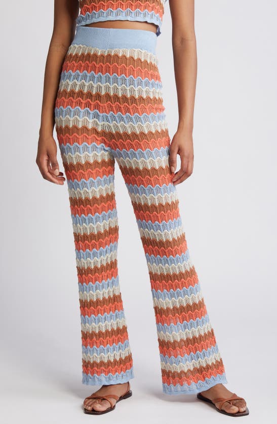 Shop Rip Curl Santorini Sun Pointelle Stitch Sweater Pants In Multi Color Red