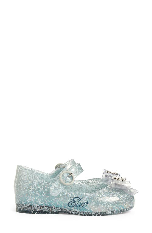 Melissa Mini Sweet Love Disney Princess Mary Jane Flat In Glitter Blue/blue