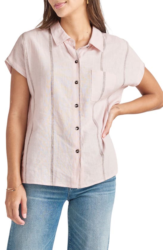 Splendid Women's Giada Stripe Linen-blend Button-front Shirt In Pink