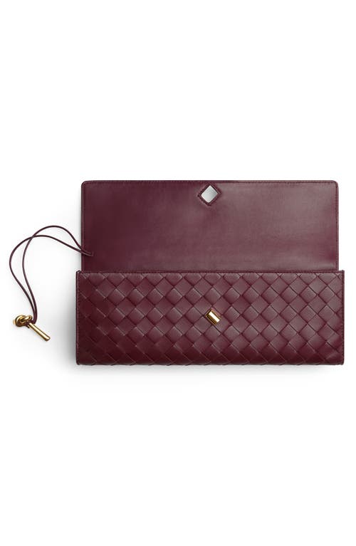 Bottega Veneta Long Andiamo Intrecciato Clutch Bag In 2250 Barolo-m Brass
