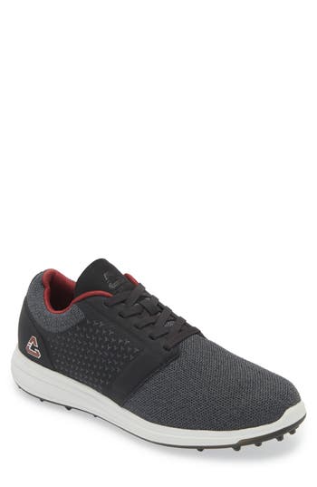 Travismathew The Moneymaker Golf Sneaker In Black/ruby Wine