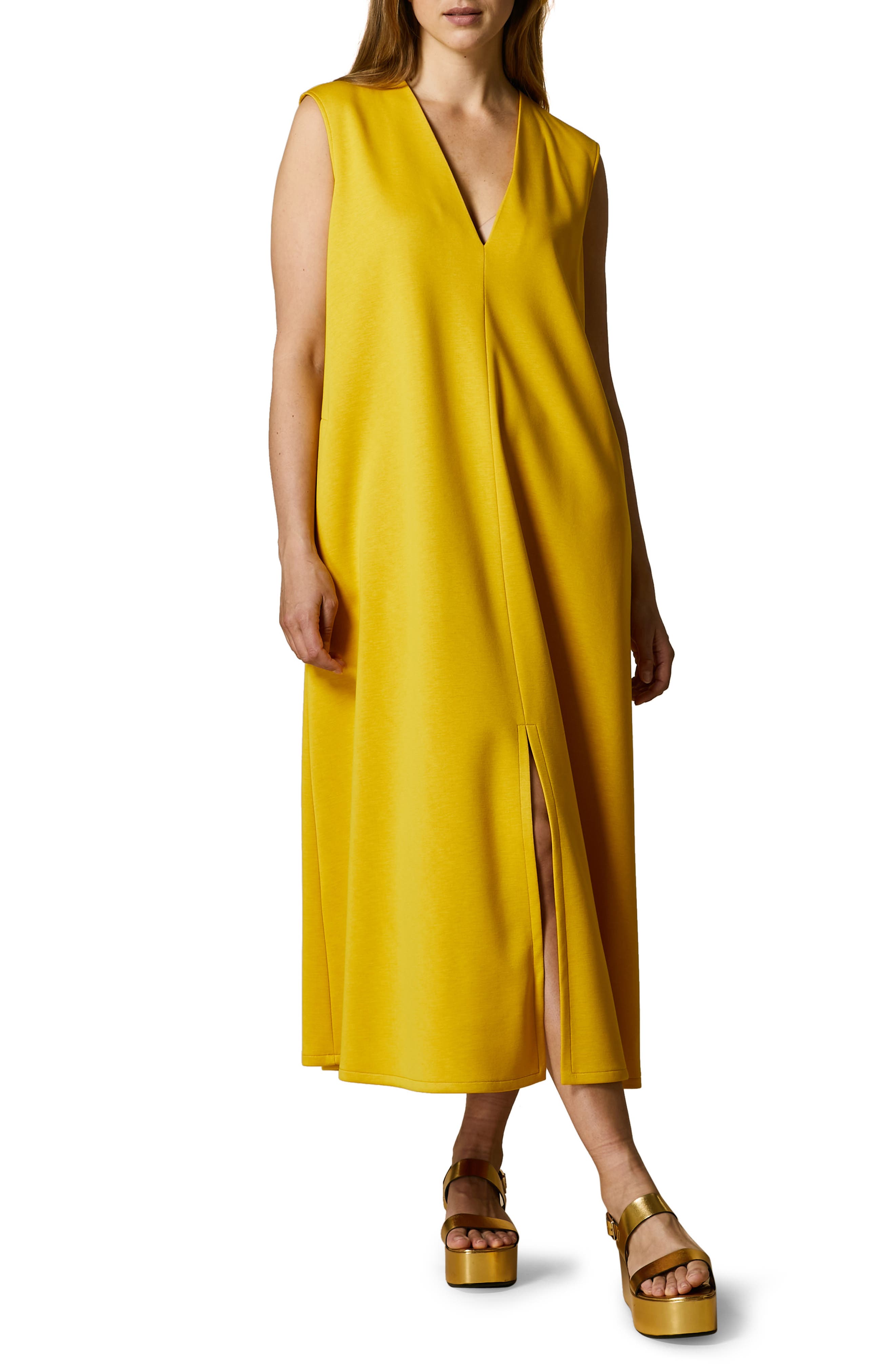 green linen maxi dress