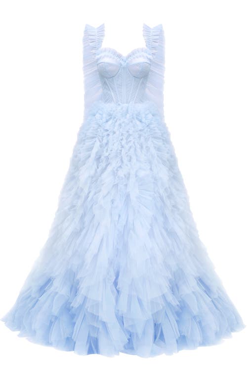 MILLA MILLA LIGHT BLUE ALL RUFFLED UP EVENING FLUFFY DRESS