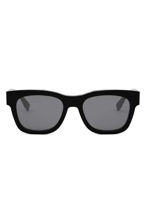 Fendi The  Diagonal 51mm Square Sunglasses In Shiny Black/smoke