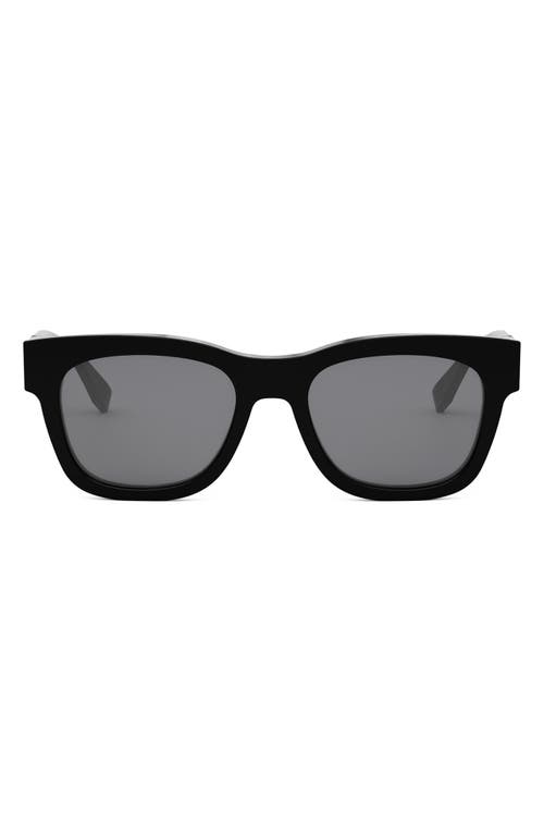 Shop Fendi ' Diagonal 51mm Square Sunglasses In Shiny Black/smoke