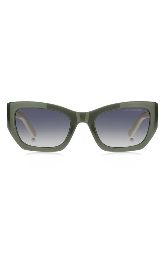 Marc Jacobs 53mm Cat Eye Sunglasses In Green/ Grey Shaded Blue