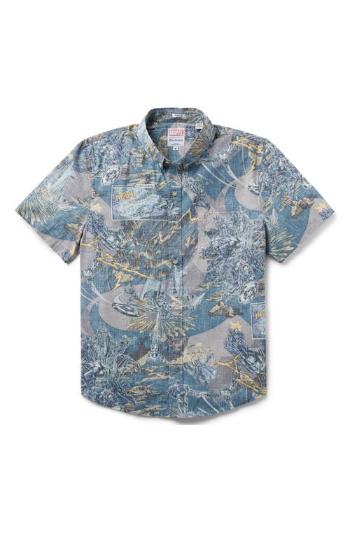 Shop Reyn Spooner Avengers Tailored Fit Short Sleeve Button-down Pullover Shirt In Slate/blue