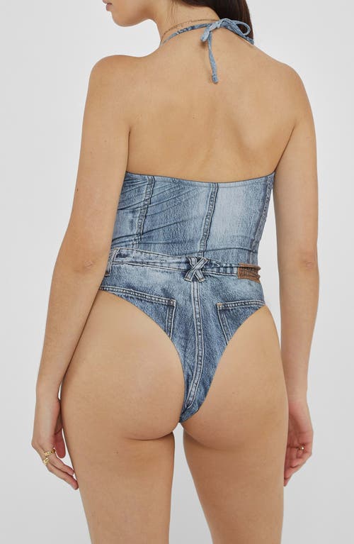 Shop Guess Go Denim Print One-piece Swimsuit In Go Denim Printed