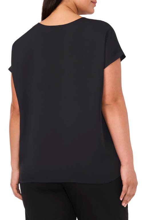 Shop Halogenr Halogen(r) Short Sleeve Satin Shell In Rich Black