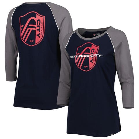 Women's 5th & Ocean by New Era Gray/Red Arizona Diamondbacks Raglan V-Neck T-Shirt Size: Small
