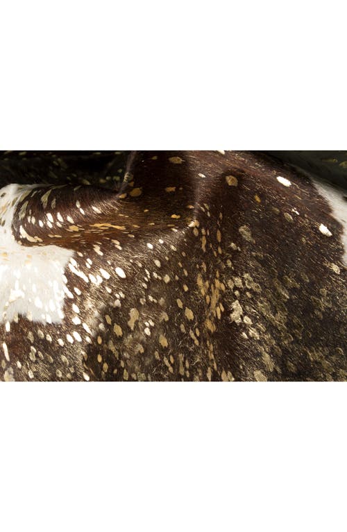 Shop Natural Genuine Cowhide Rug In Chocolate/white Gold