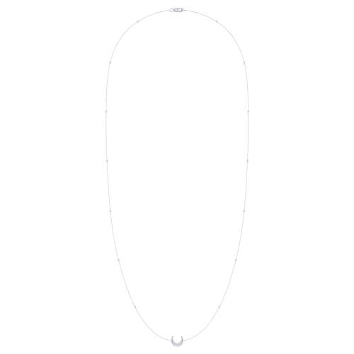 Luvmyjewelry Midnight Crescent Layered Diamond Necklace In Sterling Silver In Silver