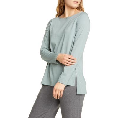 Eileen Fisher Boat Neck Organic Cotton Top, Green