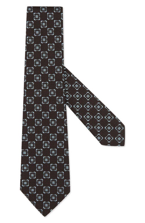 Zegna Ties Geometric Pattern Silk Tie In Black