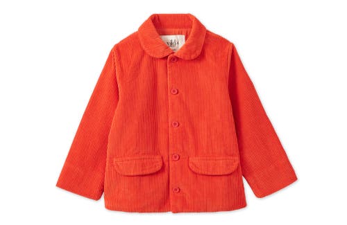 Vild House Of Little Organic Corduroy Jacket In Dark Coral