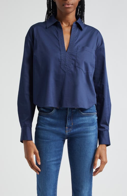 Veronica Beard Khai High-low Cotton Blend Popover Shirt In Marine