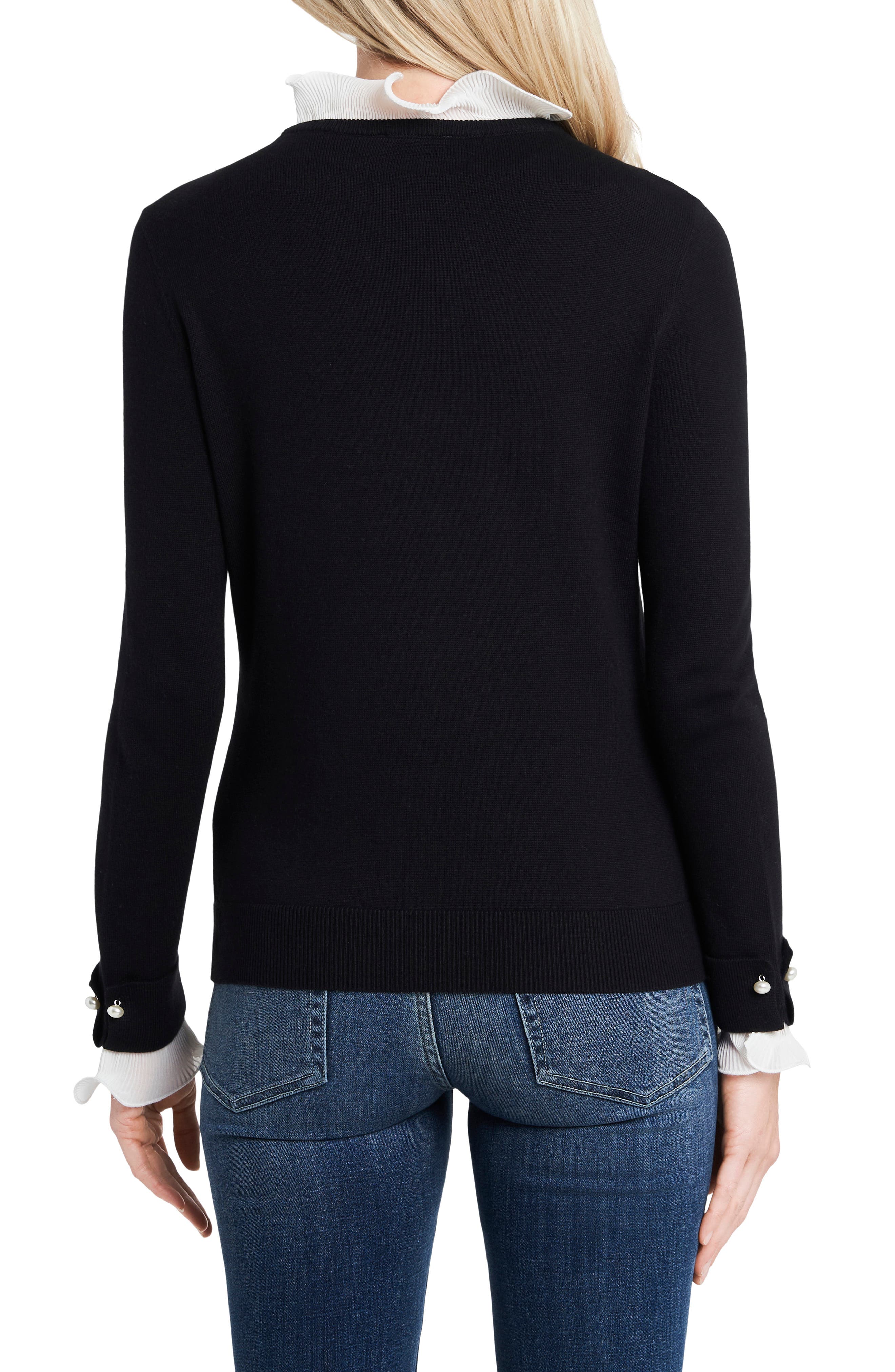 CeCe Ruffle Detail Cotton Blend Sweater | Nordstrom