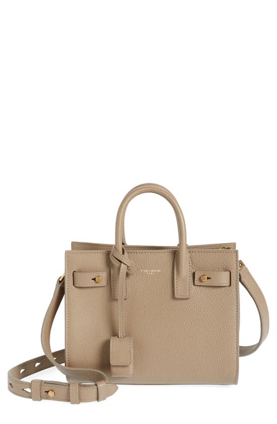 Saint Laurent Nano Sac De Jour Calfskin Convertible Tote In Dusty Grey