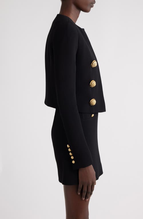 Shop Balmain Spencer Boxy Crop Jacket In 0pa Black