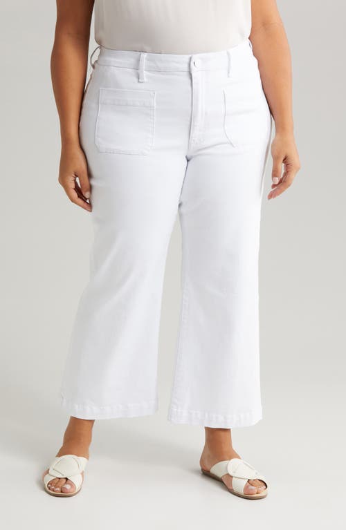 KUT from the Kloth Meg Patch Pocket High Waist Ankle Wide Leg Jeans Optic White at Nordstrom,
