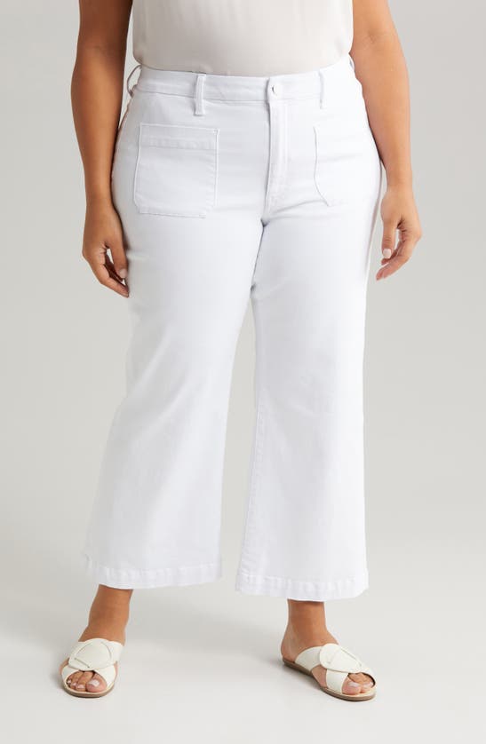 Shop Kut From The Kloth Meg Patch Pocket High Waist Ankle Wide Leg Jeans In Optic White