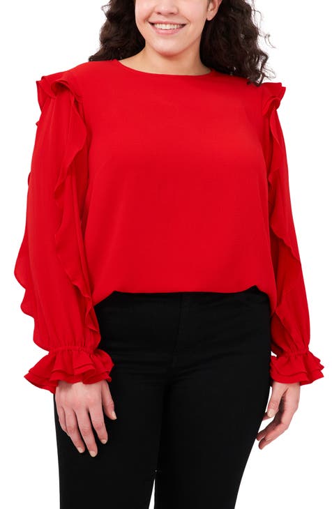 red plus size blouses