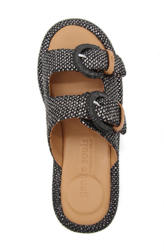 Gentle Souls By Kenneth Cole Theresa Platform Slide Sandal In Pewter Raffia