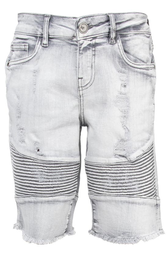 X-ray Xray Kids' Moto Distressed Denim Shorts In Grey Wash