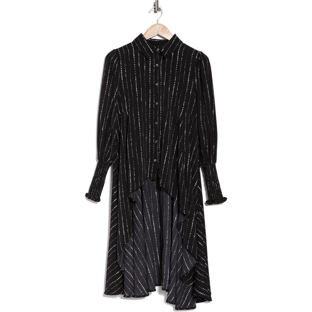 Patrizia Luca Stripe Long Sleeve Shirtdress In Black