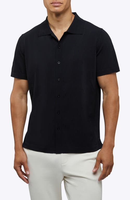 Shop Cuts Riviera Cotton Blend Knit Camp Shirt In Black