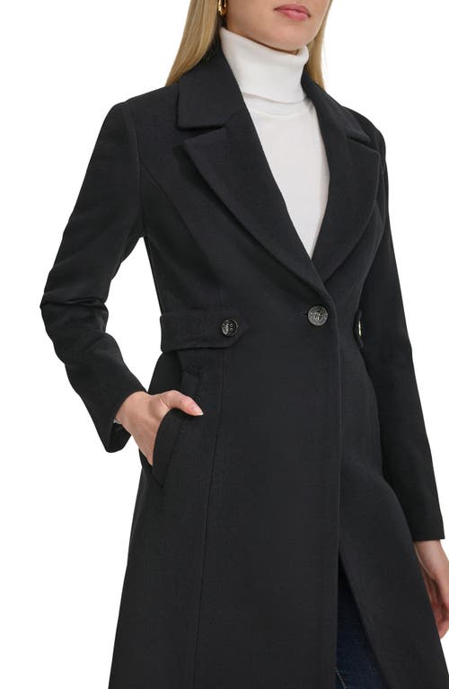 Shop Cole Haan Slick Wool Blend Coat In Black