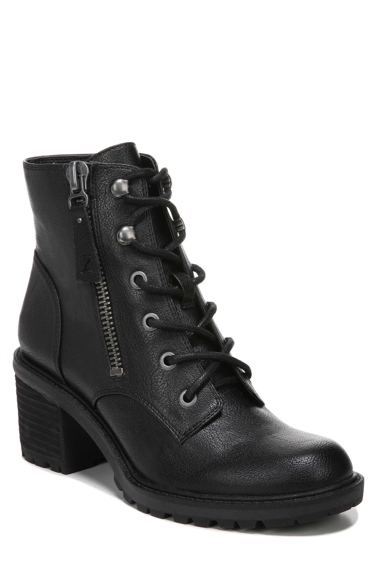 lace up block heel combat boots