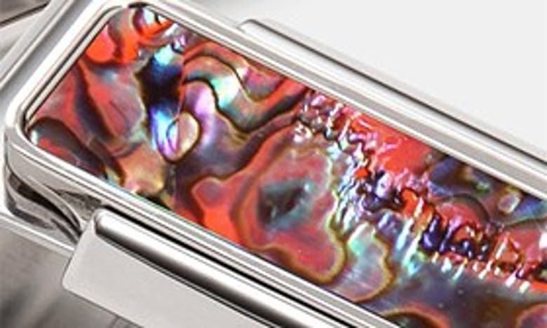 M Clip Mother-of-pearl Inlay Money Clip In Silver/ Red
