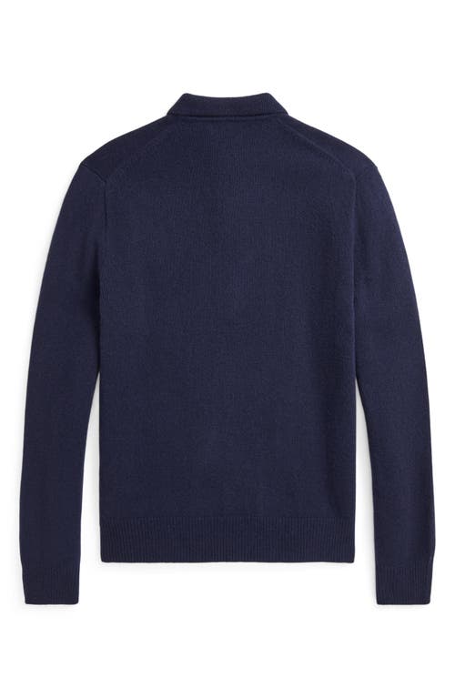 Shop Polo Ralph Lauren Wool & Cashmere Polo Sweater In Hunter Navy