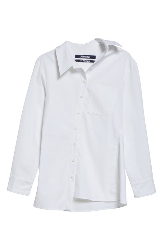 Shop Jacquemus La Chemise Pablo Asymmetric Button-up Shirt In White