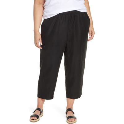Plus Size Eileen Fisher Slouchy Ankle Pants, Black