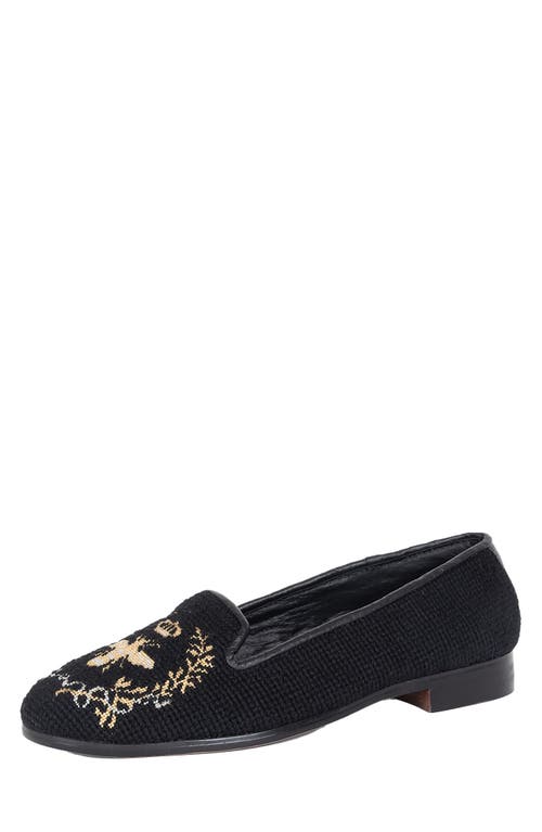 ByPaige BY PAIGE Needlepoint Silver & Gold Bee Flat in Black