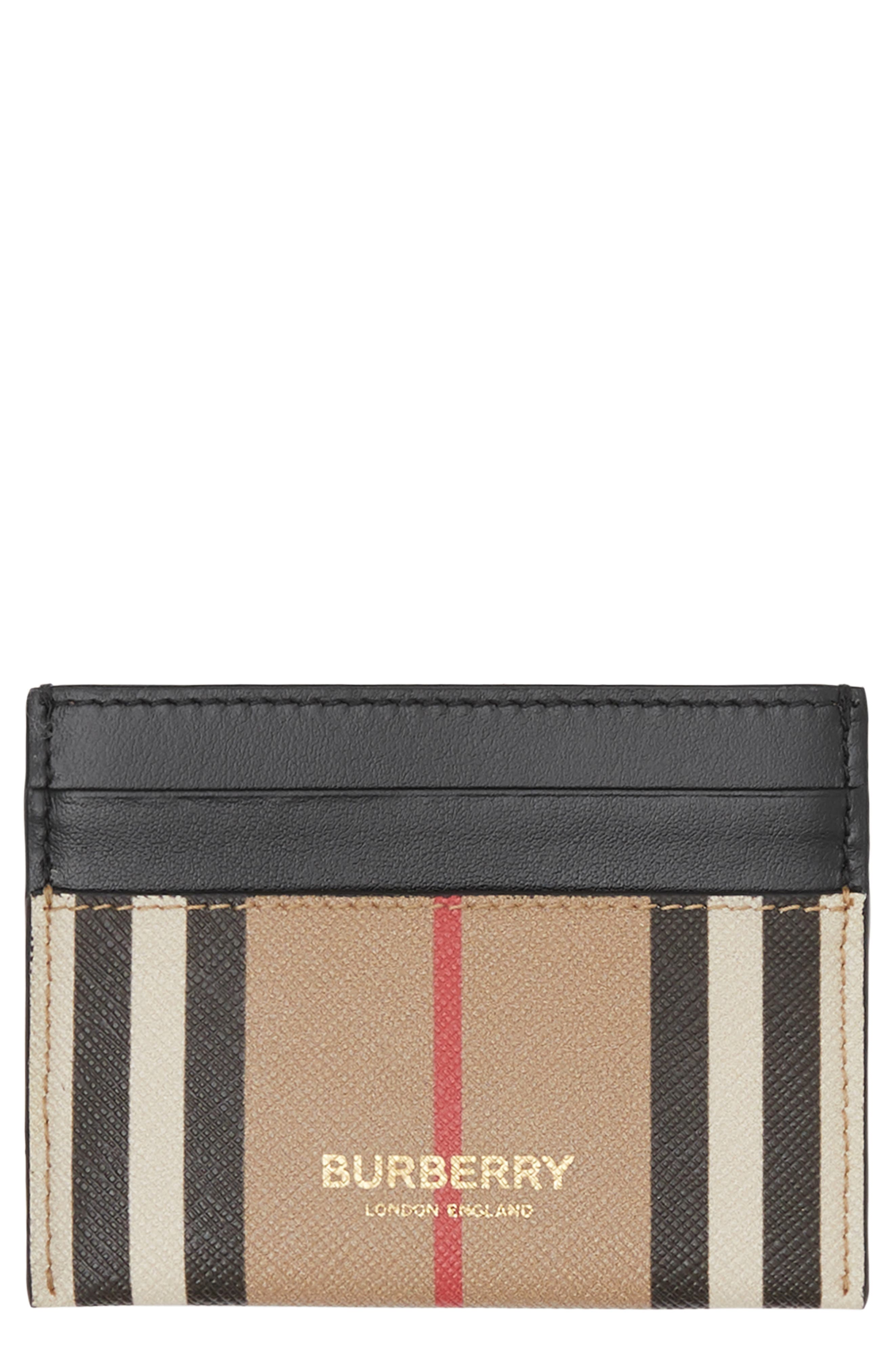 Burberry Sandon Canvas & Leather Card Case in Archive Beige at Nordstrom