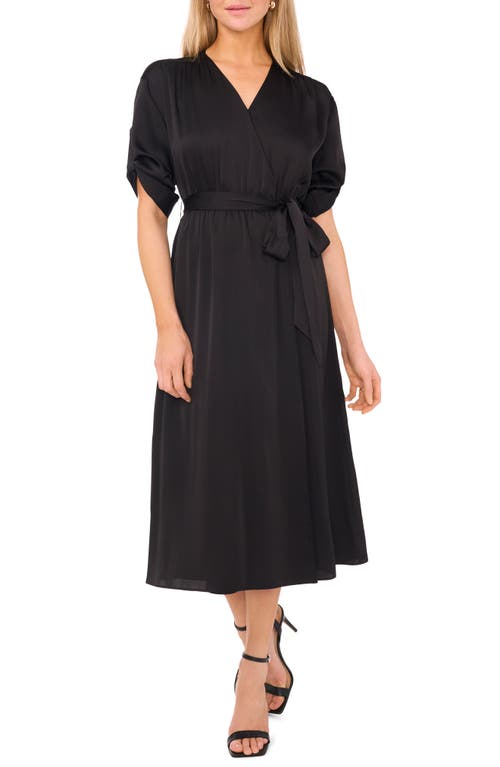 Shop Halogenr Halogen(r) Roll Cuff Faux Wrap Dress In Rich Black