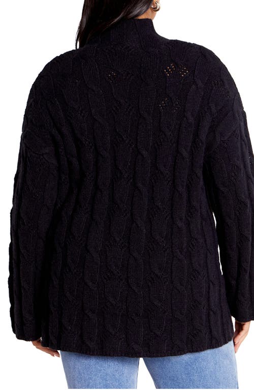 Shop City Chic Iris Mock Neck Cable Knit Sweater In Black