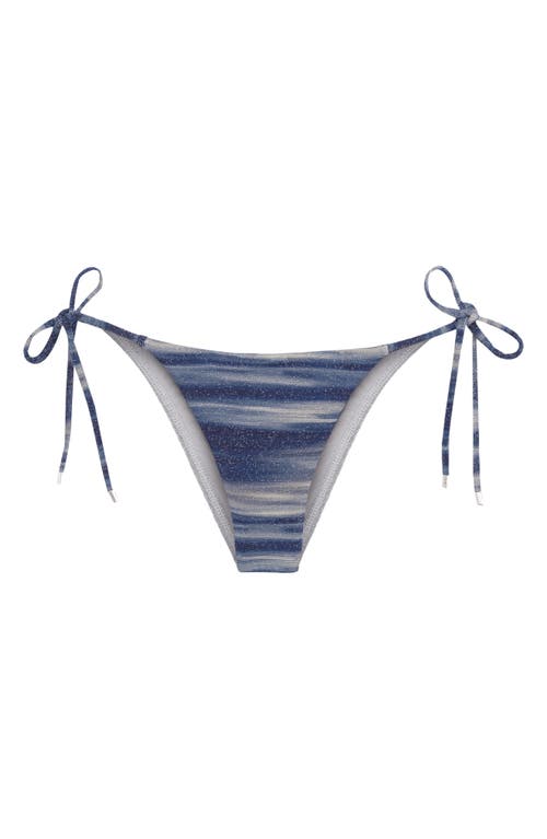 Vix Swimwear Moonlight Metallic Side Tie Bikini Bottoms In Dark Blue Multi