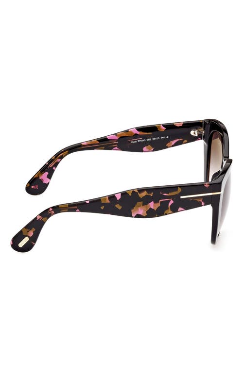 Tom Ford Cara 56mm Square Sunglasses In Black/gradient Smoke