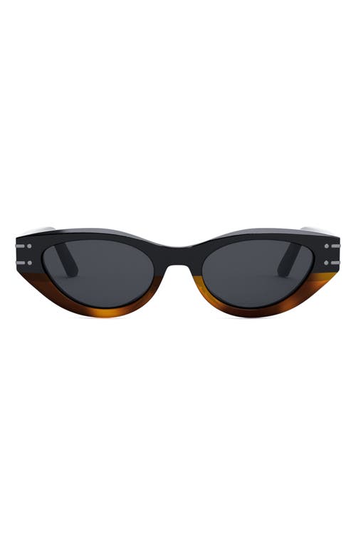 Shop Dior 'signature B5i 51mm Cat Eye Sunglasses In Shiny Black/smoke