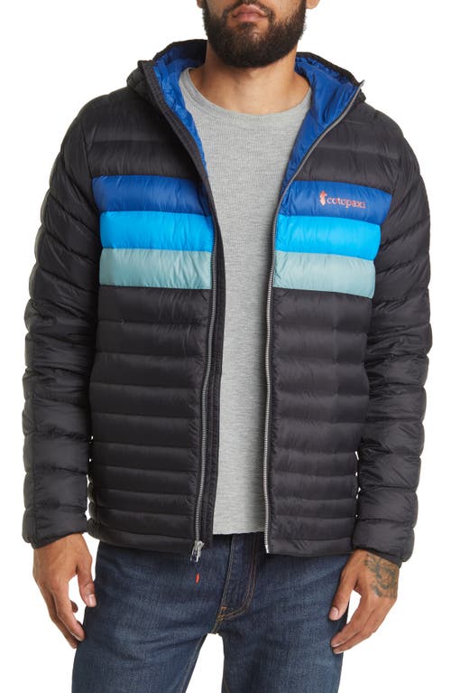 Cotopaxi Fuego Water Resistant 800 Fill Power Down Jacket in Black Pacific Stripes