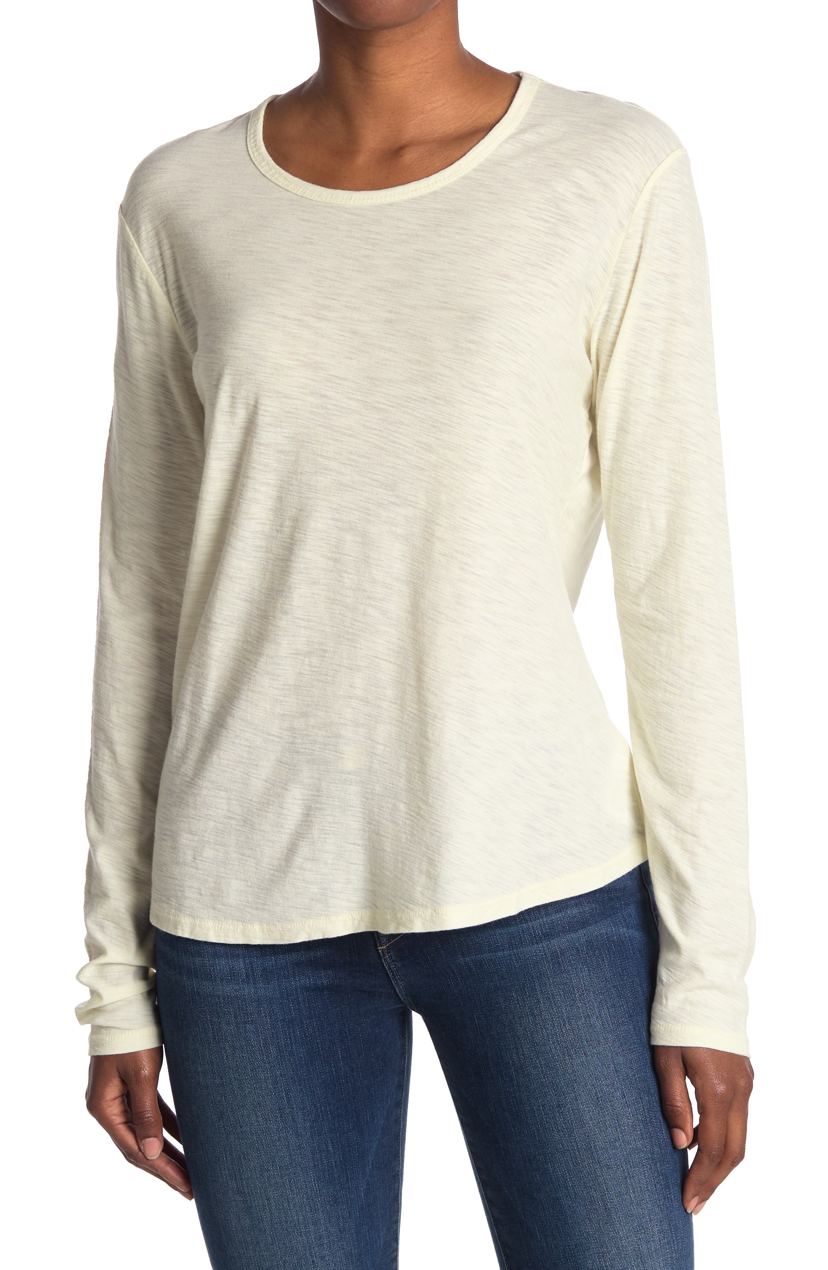James Perse Long Sleeve Crew Neck T-shirt In Light/pastel Yellow