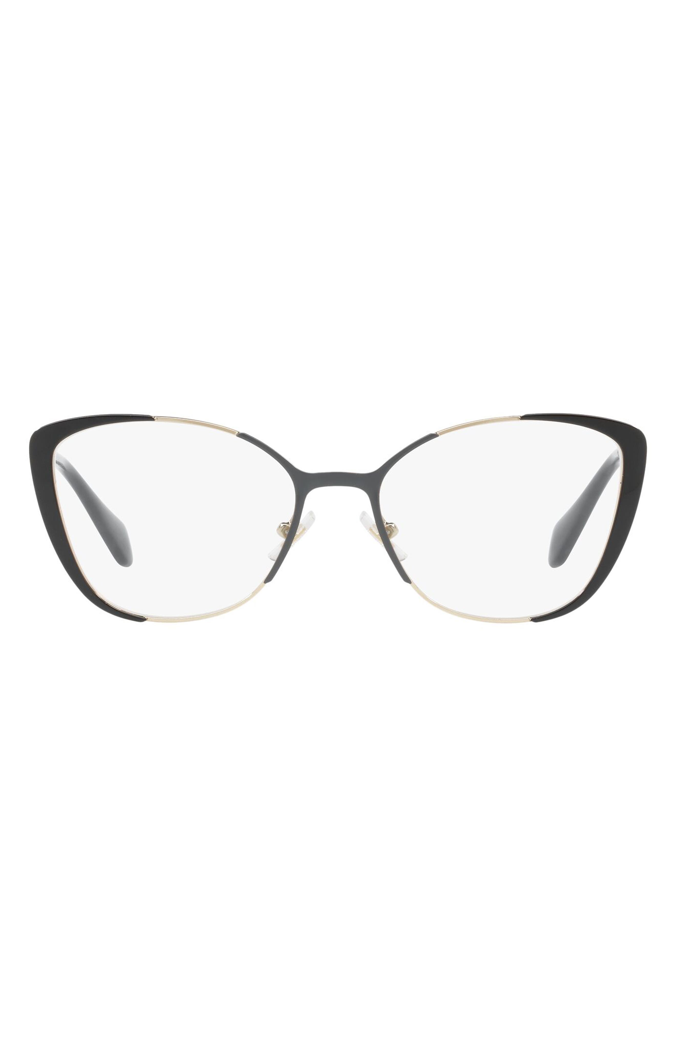 Miu Miu 53mm Cat Eye Optical Glasses in Gold Grey at Nordstrom