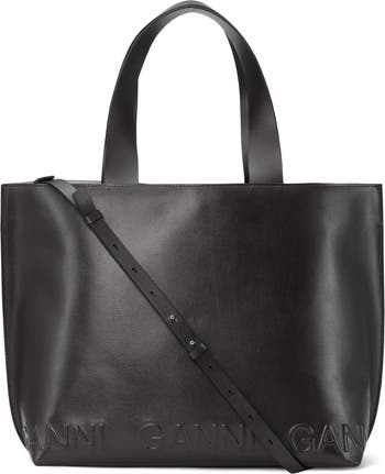Ganni Extra Wide Banner Recycled Leather Tote | Nordstrom
