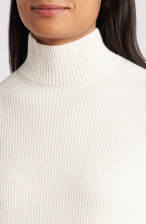 Shop Anne Klein Mock Neck Rib Sweater In Anne White