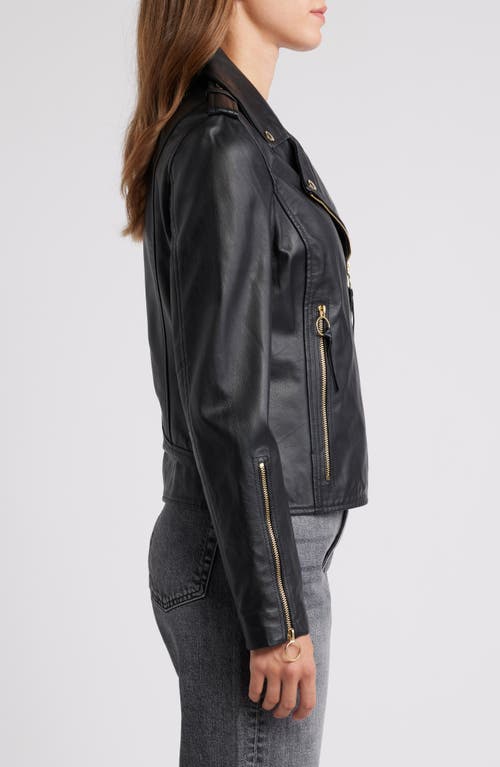 Shop Sam Edelman Leather Moto Jacket In Black